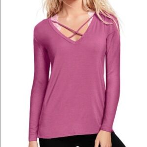 NWT Victoria’s Secret PINK Super Soft Criss Cross Long Sleeve Tee – (XS)